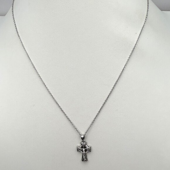 Celtic Trinity Knot Cross 925 Sterling Silver Embellished with Crystals - Picture 9 of 9